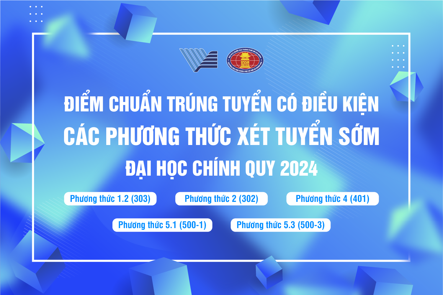 Công bố điểm chuẩn trúng tuyển có điều kiện các phương thức xét tuyển sớm đại học chính quy năm 2024