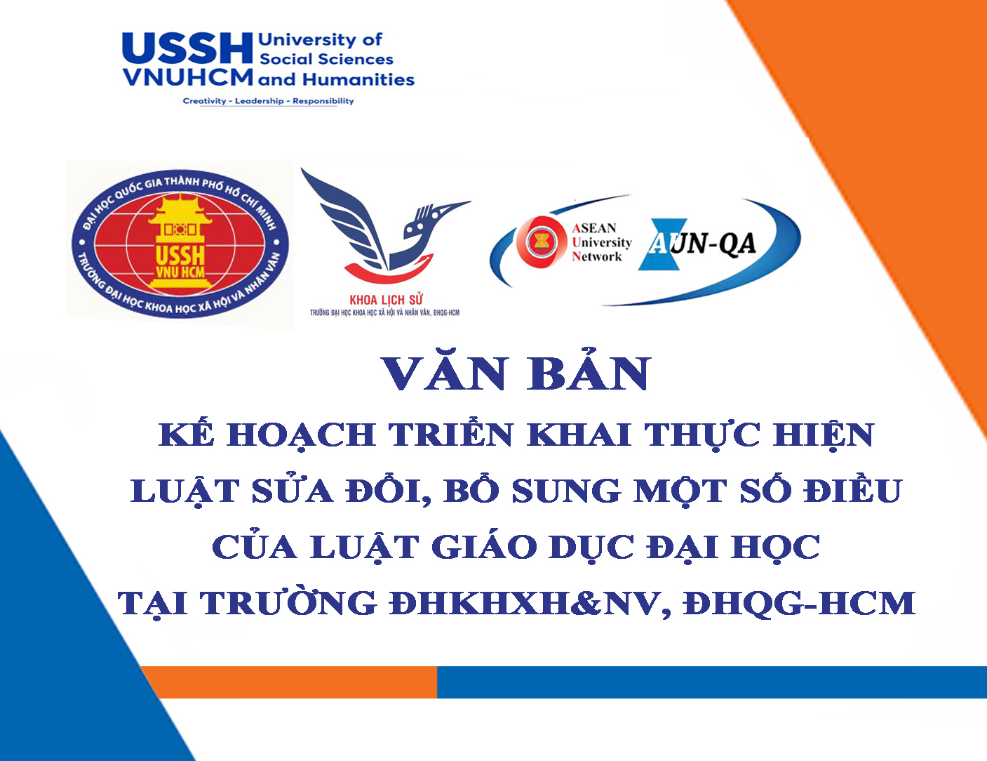 Kế hoạch triển khai thực hiện Luật sửa đổi, bổ sung một số điều của Luật Giáo dục Đại học tai Trường ĐHKHXH&NV, ĐHQG-HCM