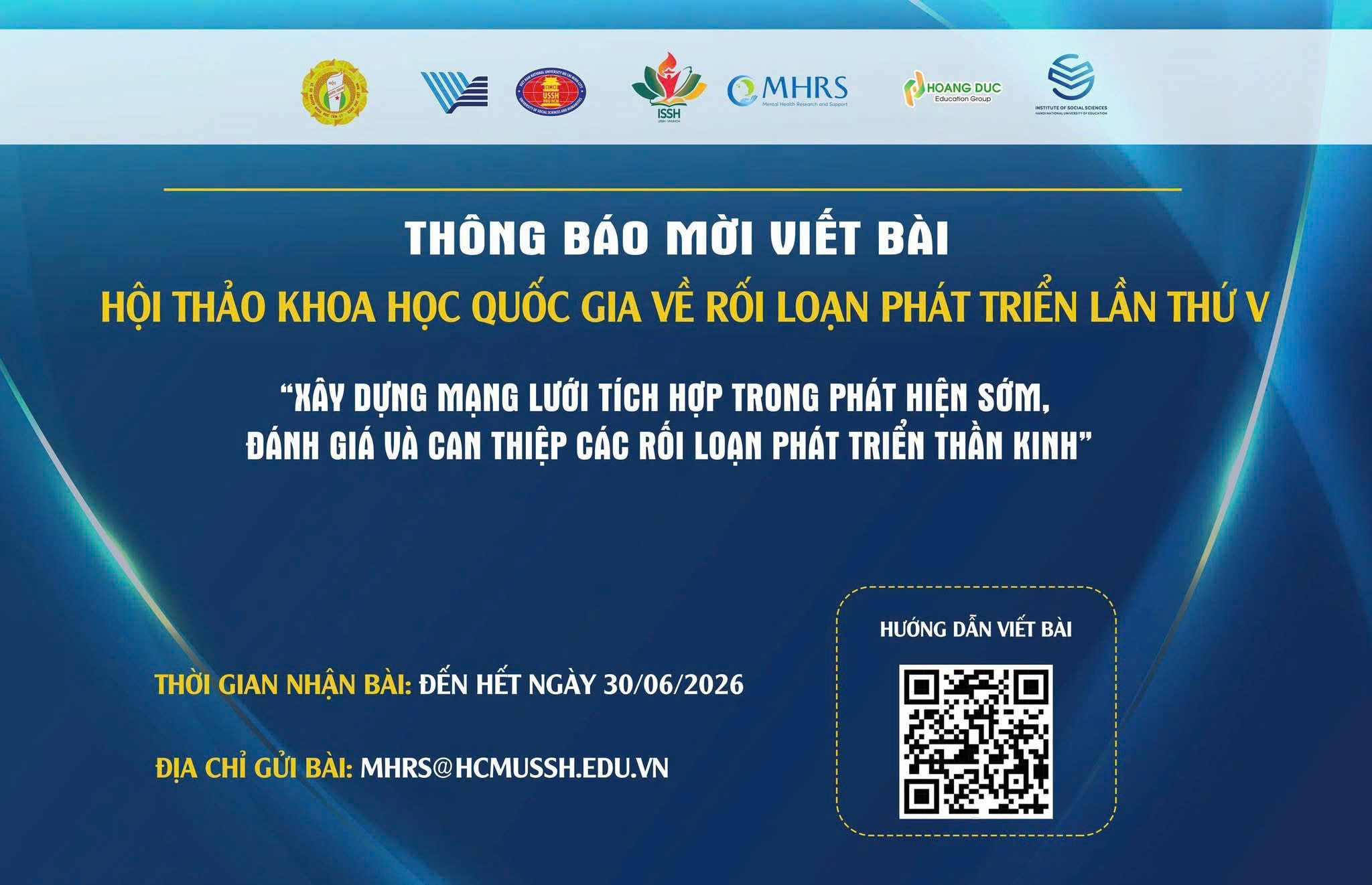 Thông báo viết bài Hội thảo khoa học quốc gia về rối loạn phát triển lần thứ V: "Xây dựng mạng lưới tích hợp trong phát hiện sớm đánh giá và can thiệp các rối loạn phát triển thần kinh".