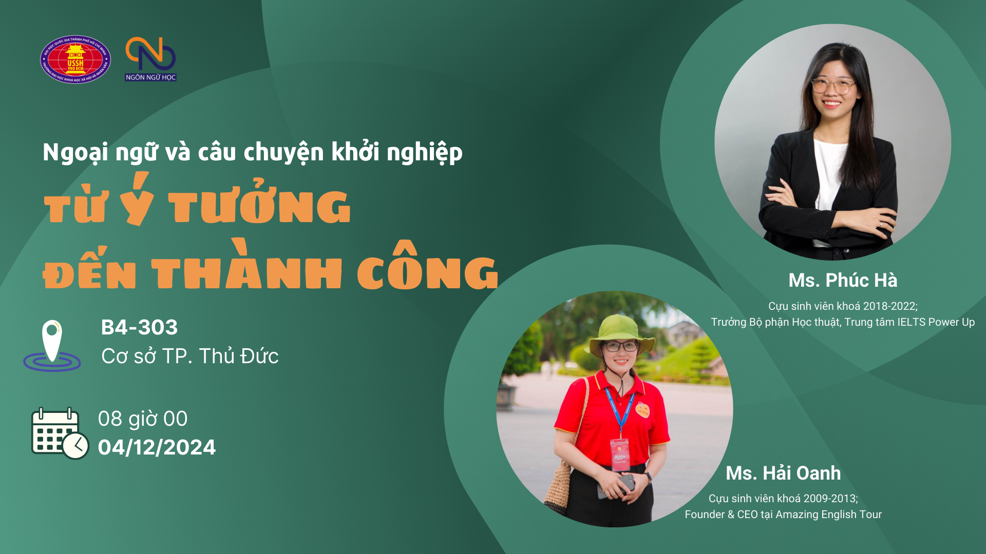 Thông báo về việc tổ chức chuyên đề "Ngoại ngữ và câu chuyện khởi nghiệp: TỪ Ý TƯỞNG ĐẾN THÀNH CÔNG"