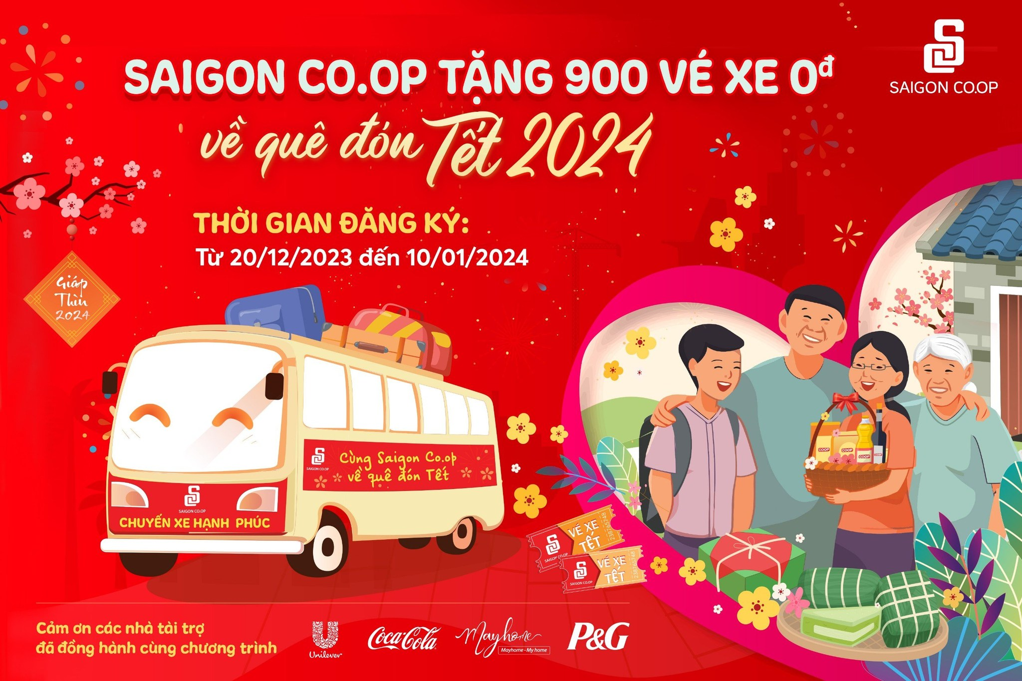 Đăng ký chương trình "Chuyến xe hạnh phúc – Cùng Saigon Co.op về quê đón Tết 2024”
