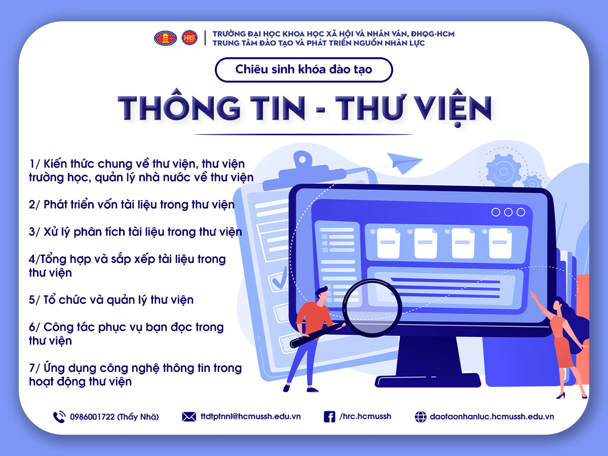Chiêu sinh khóa đào tạo nghiệp vụ Thông tin – Thư viện (Khóa 12) – Khai giảng 17/12/2023