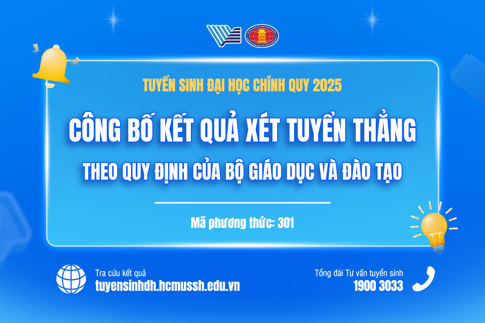 Trường ĐH KHXH&NV, ĐHQG-HCM công bố kết quả xét tuyển thẳng năm 2025 theo quy định của Bộ GD&ĐT
