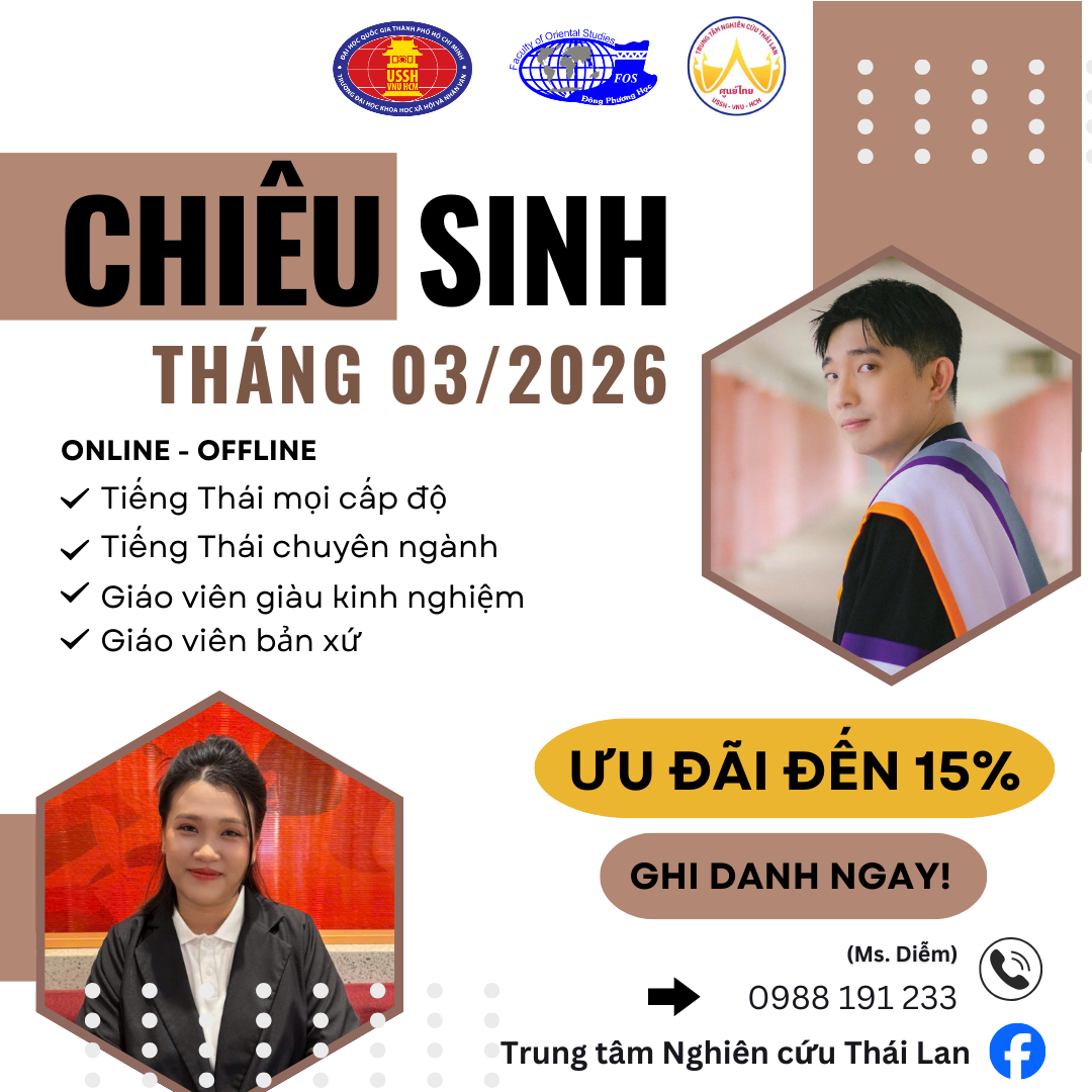 Chiêu sinh lớp tiếng Thái Offline & Online tháng 3/2026