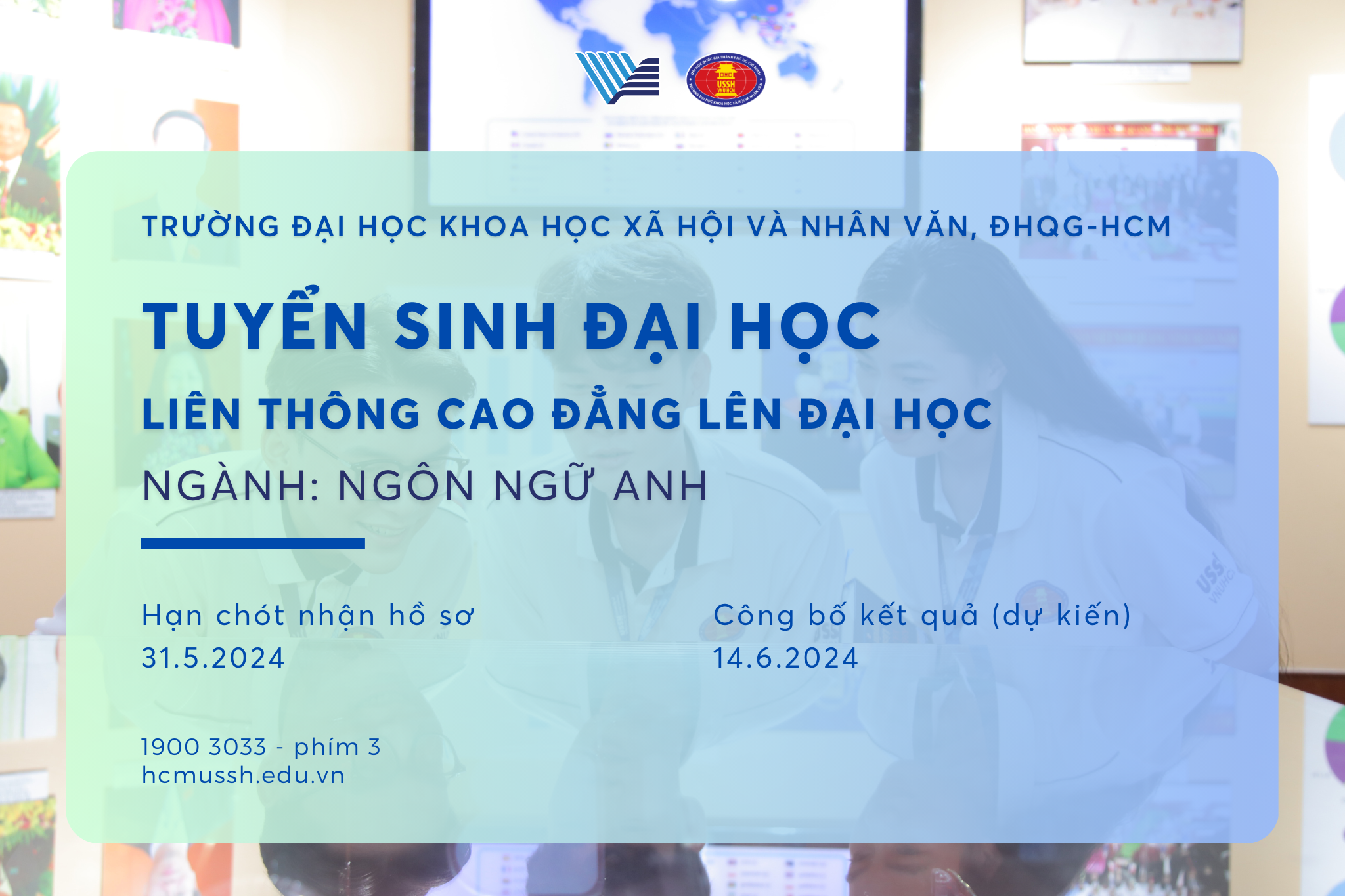 Thông báo tuyển sinh liên thông chính quy ngành Ngôn ngữ Anh từ trình độ cao đẳng lên trình độ đại học đợt 1 năm 2024