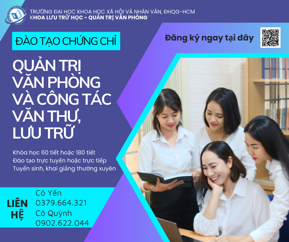 Thông báo khai giảng khóa học “Quản trị văn phòng và công tác văn thư, lưu trữ’’