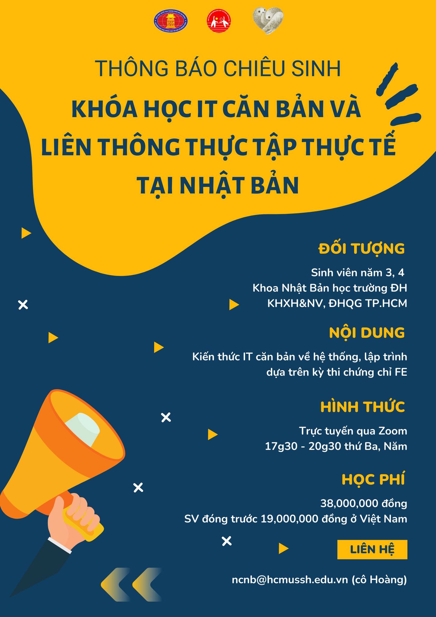 Thông báo chiêu sinh khóa học IT căn bản và liên thông thực tập thực tế