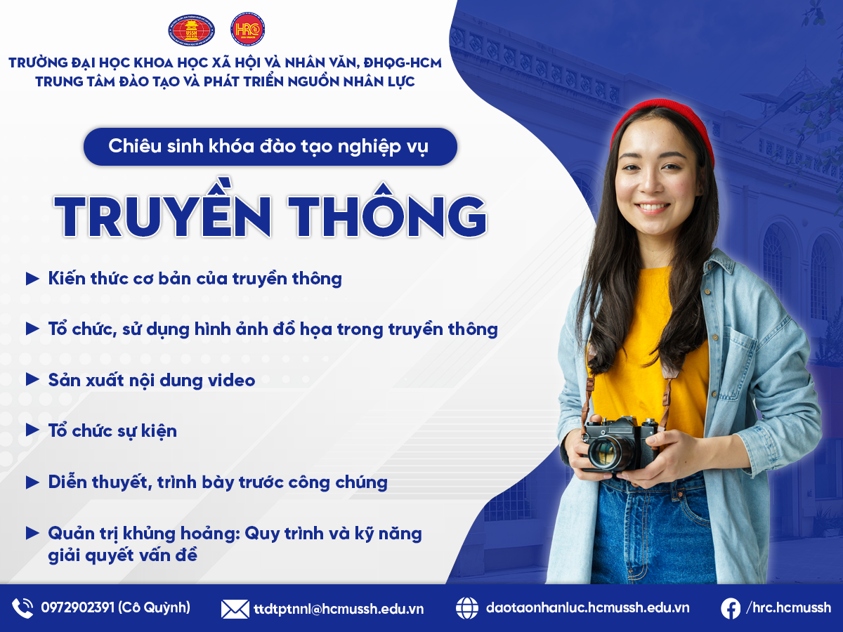 Chiêu sinh khoá đào tạo Nghiệp vụ Truyền thông (Khóa 2)- Khai giảng ngày 23/6/2024