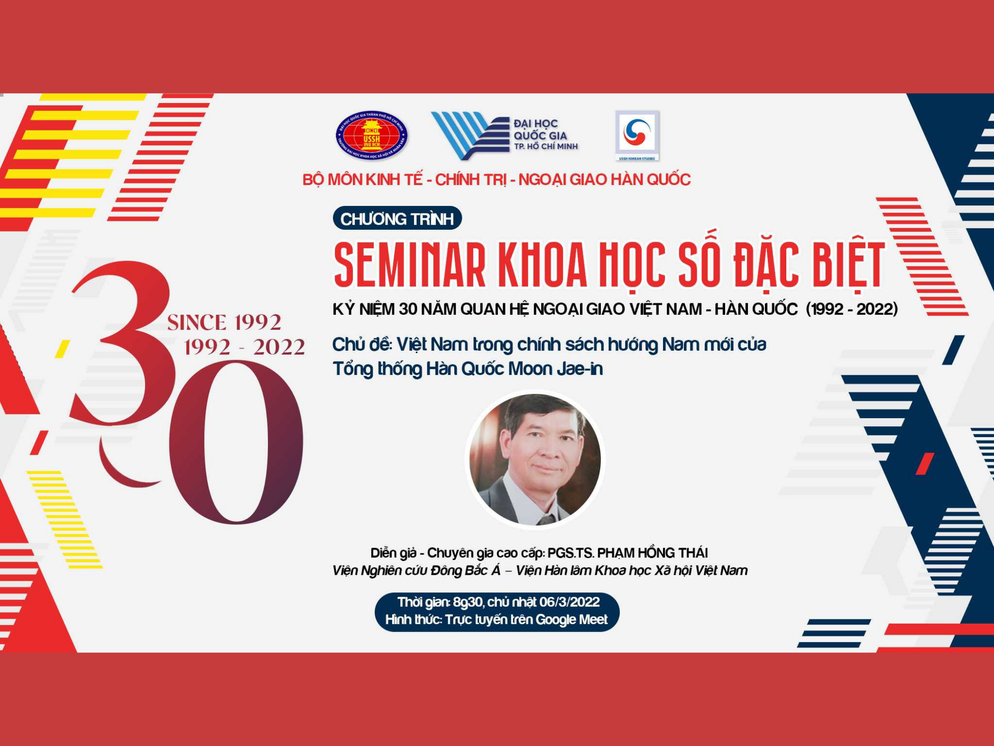 Seminar khoa học số đặc biệt kỷ niệm 30 năm quan hệ ngoại giao Việt Nam - Hàn Quốc (1992-2022)
