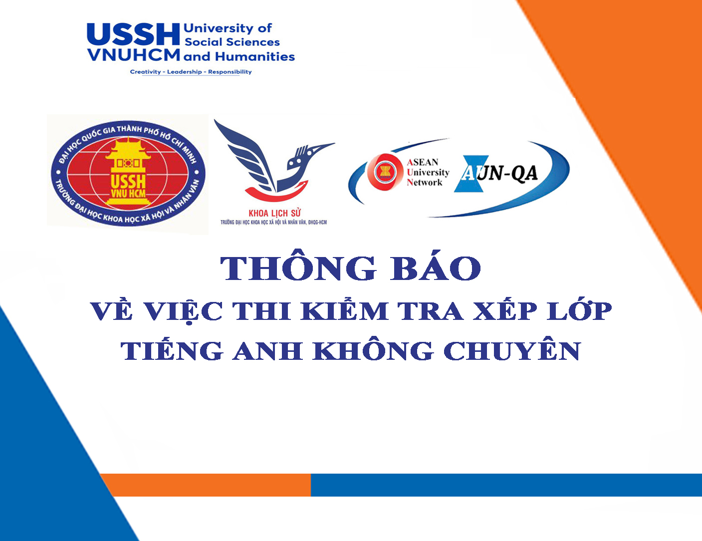 Thông báo về việc thi kiểm tra xếp lớp Tiếng Anh không chuyên