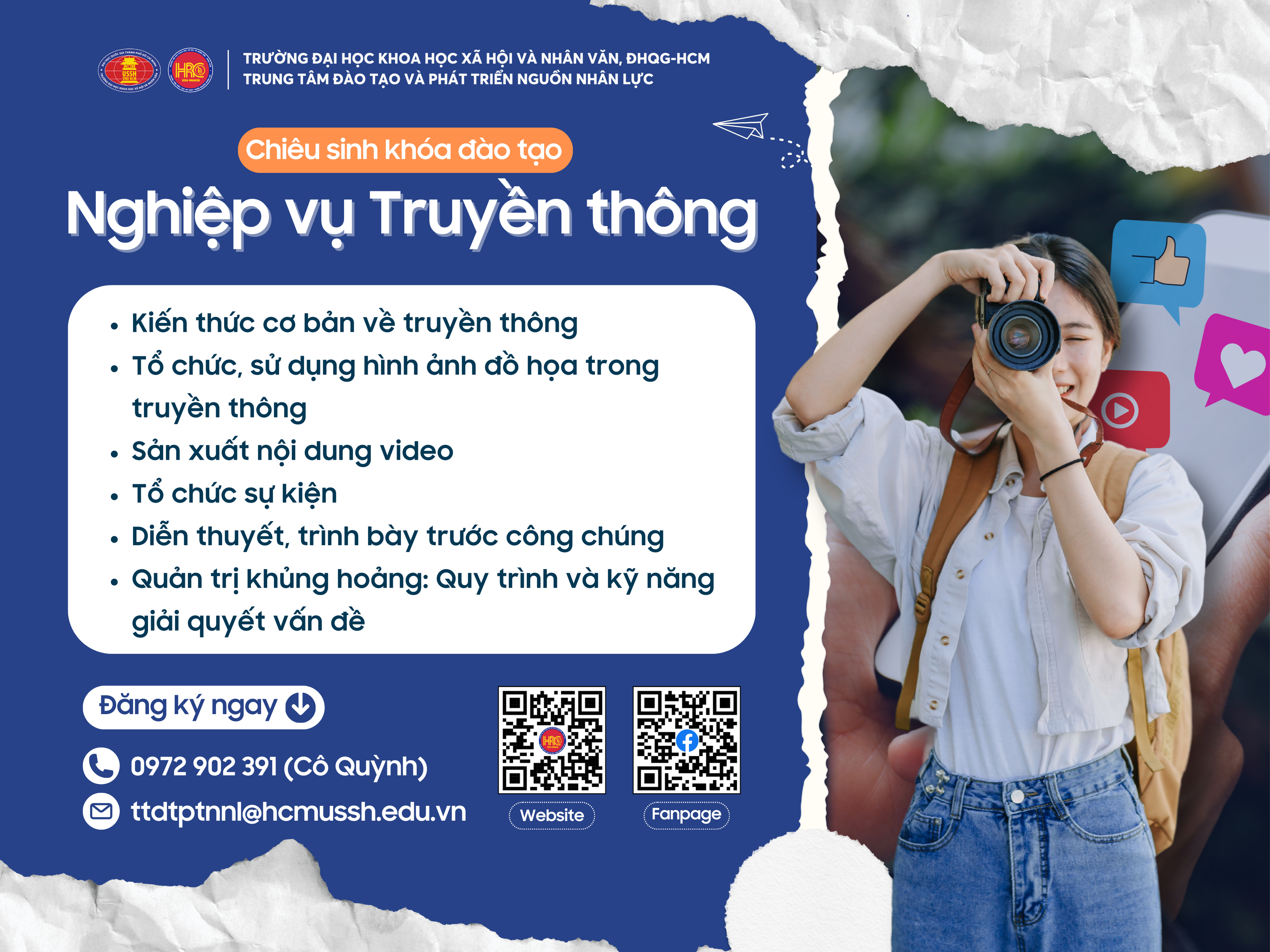 Chiêu sinh khóa đào tạo Nghiệp vụ Truyền thông (Khóa 4) – Dự kiến khai giảng 03/11/2024