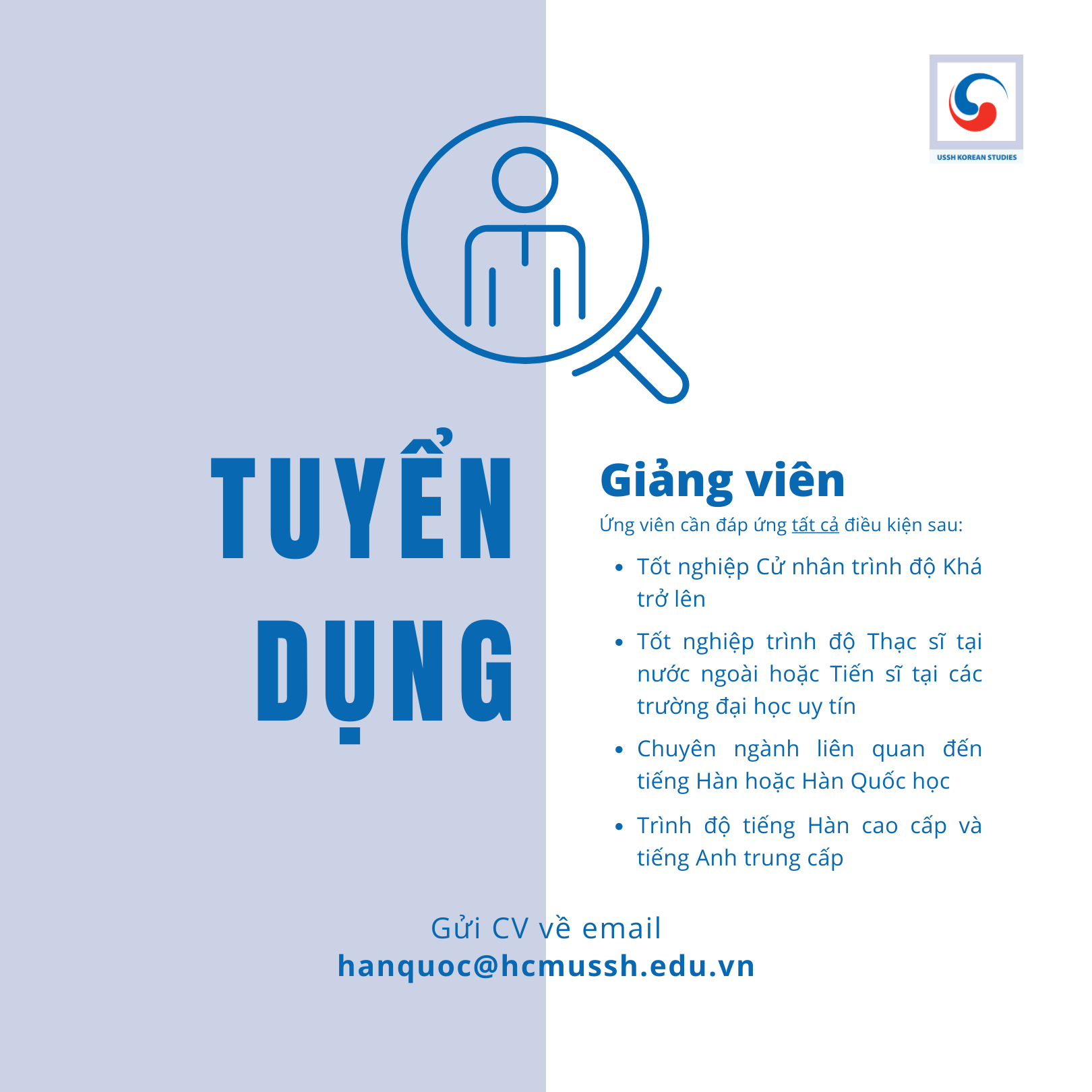 Khoa Hàn Quốc học tuyển dụng vị trí Giảng viên