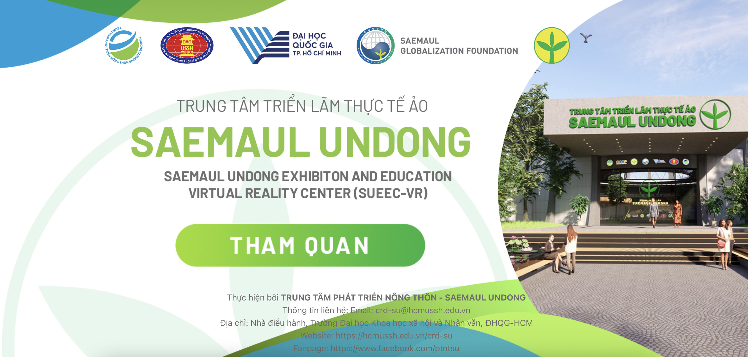 Thư mời tham quan Phòng Trưng bày và Giáo dục Saemaul, Trung tâm Triển lãm thực tế ảo Saemaul Undong