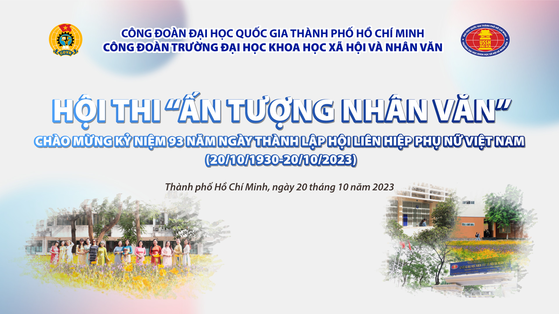 KẾ HOẠCH TỔ CHỨC HỘI THI “ẤN TƯỢNG NHÂN VĂN” CHÀO MỪNG KỶ NIỆM 93 NĂM NGÀY THÀNH LẬP HỘI LIÊN HIỆP PHỤ NỮ VIỆT NAM (20/10/1930 - 20/10/2023) VÀ KỶ NIỆM 13 NĂM NGÀY PHỤ NỮ VIỆT NAM (20/10/2010 - 20/10/2023)