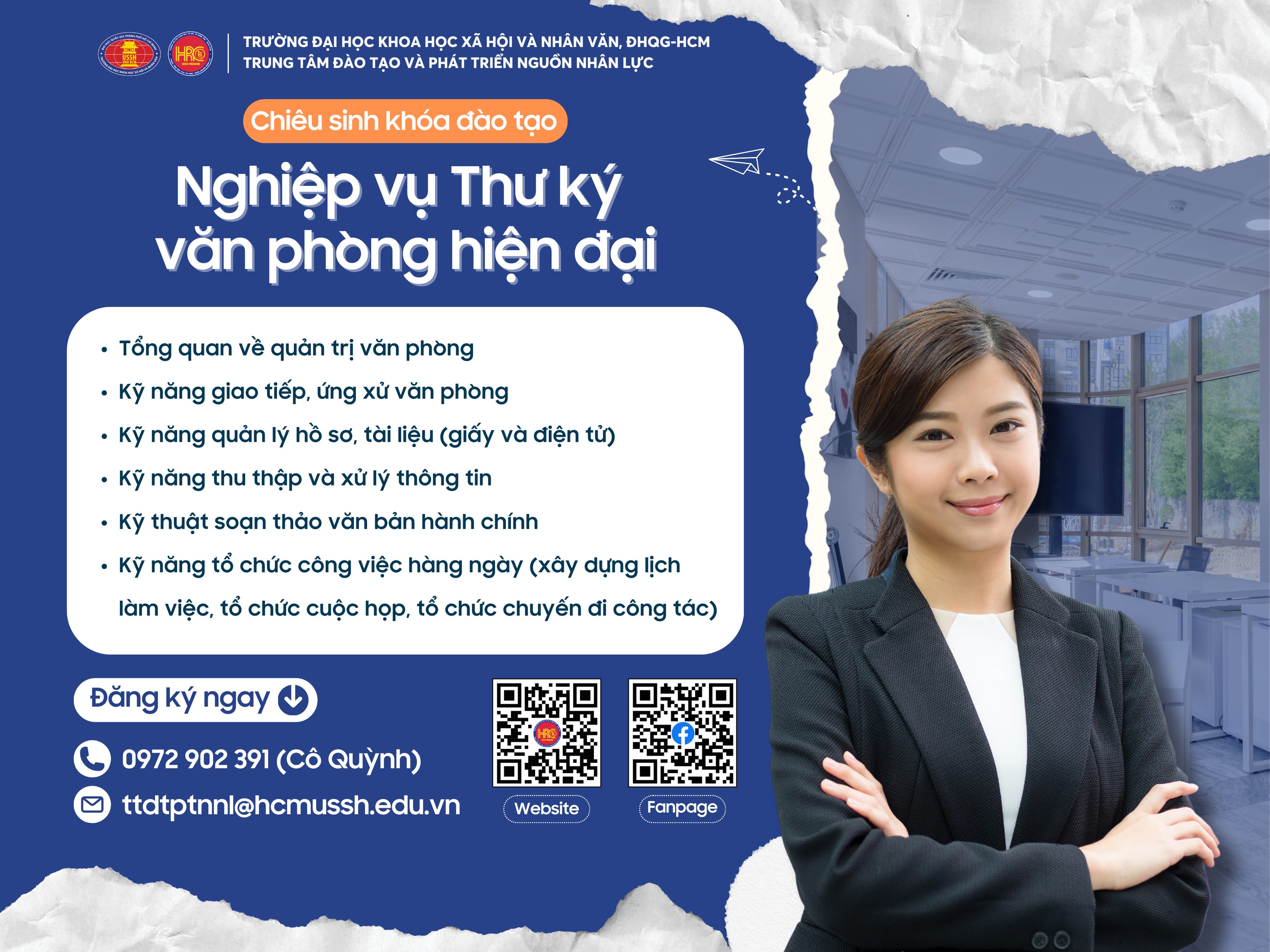 Chiêu sinh khóa đào tạo Nghiệp vụ Thư ký văn phòng hiện đại (Khóa 3) – Dự kiến khai giảng 11/11/2024