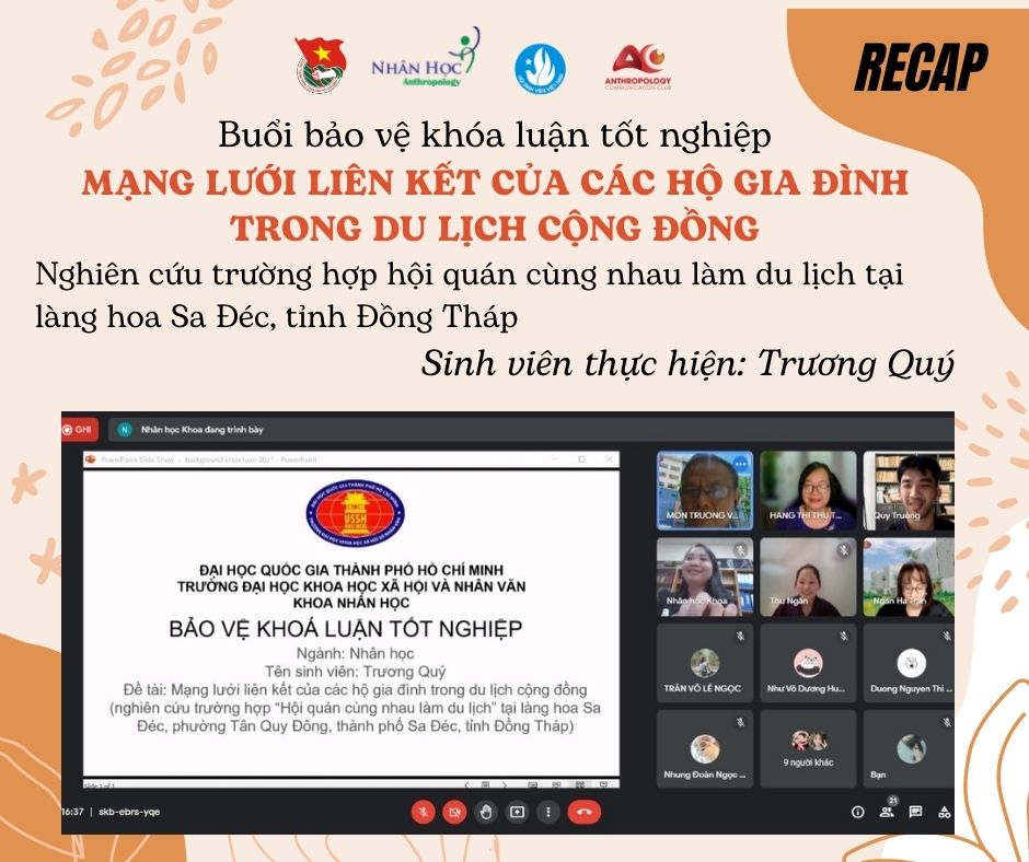 Buổi bảo vệ khóa luận tốt nghiệp của sinh viên Trương Quý - "Mạng lưới liên kết của các hộ gia đình trong du lịch cộng đồng"
