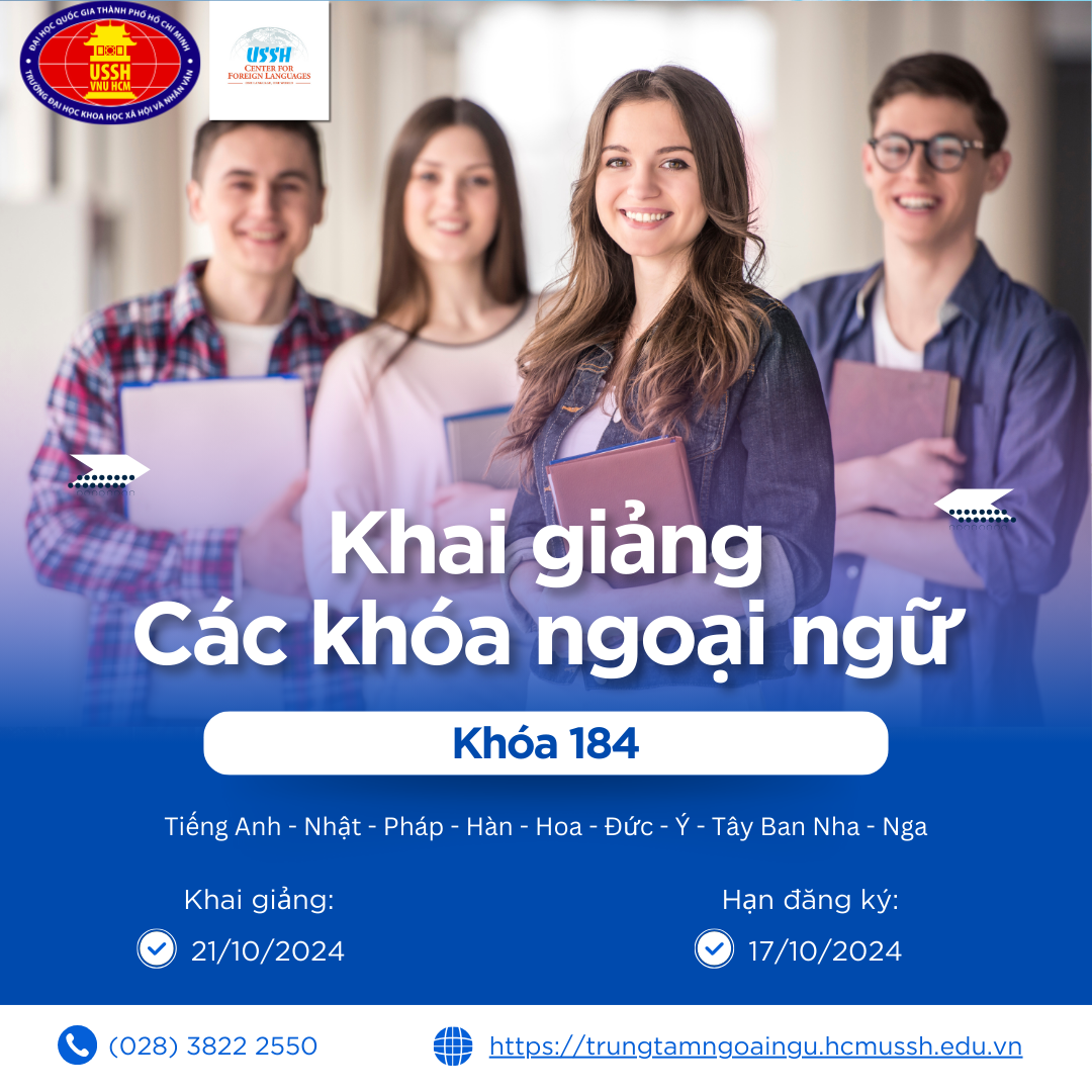 Thông báo chiêu sinh các lớp ngoại ngữ chuyên sâu (Khoá 184)