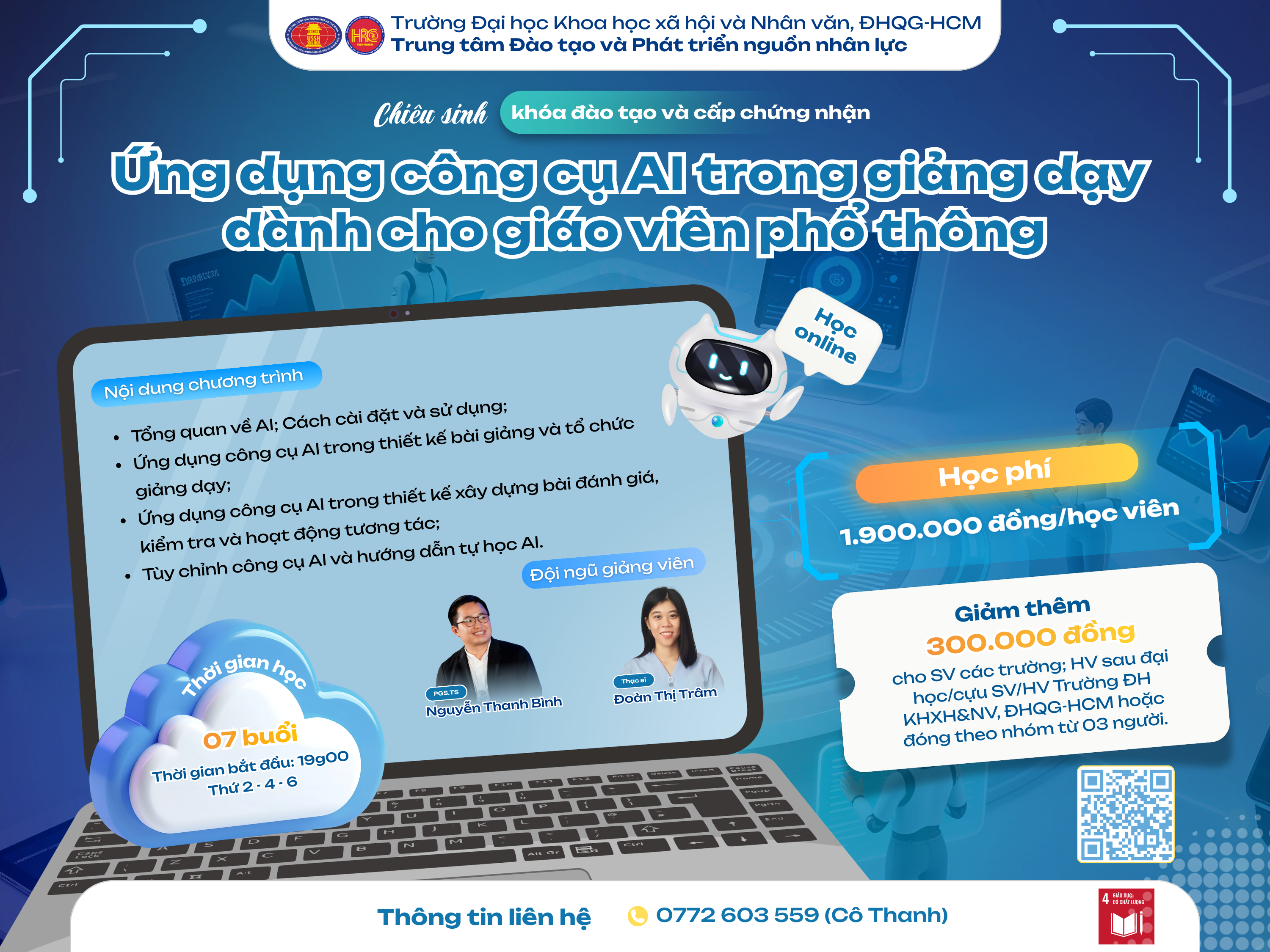 Chiêu sinh khóa đào tạo Ứng dụng công cụ AI trong giảng dạy dành cho giáo viên phổ thông (Khóa 5) – Dự kiến khai giảng 10/07/2026