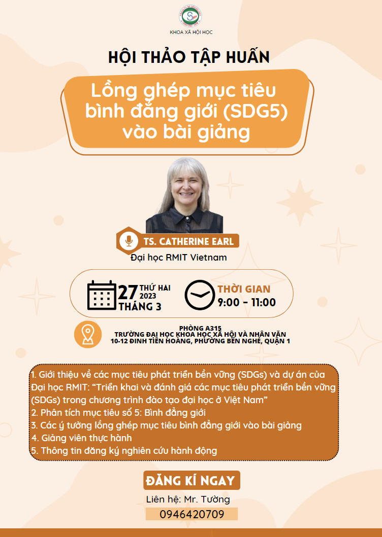 Hội thảo tập huấn “Lồng ghép mục tiêu bình đẳng giới (SDG5) vào bài giảng”