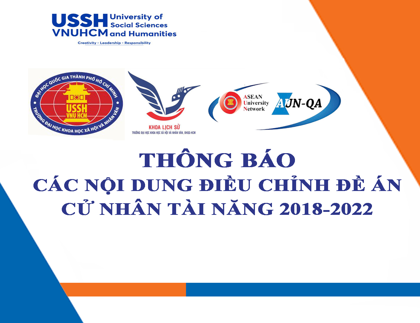 Các nội dung điều chỉnh Đề án Cử nhân tài năng 2018-2022 (Áp dụng cho sinh viên hệ Cử nhân tài năng từ năm học 2021-2022)