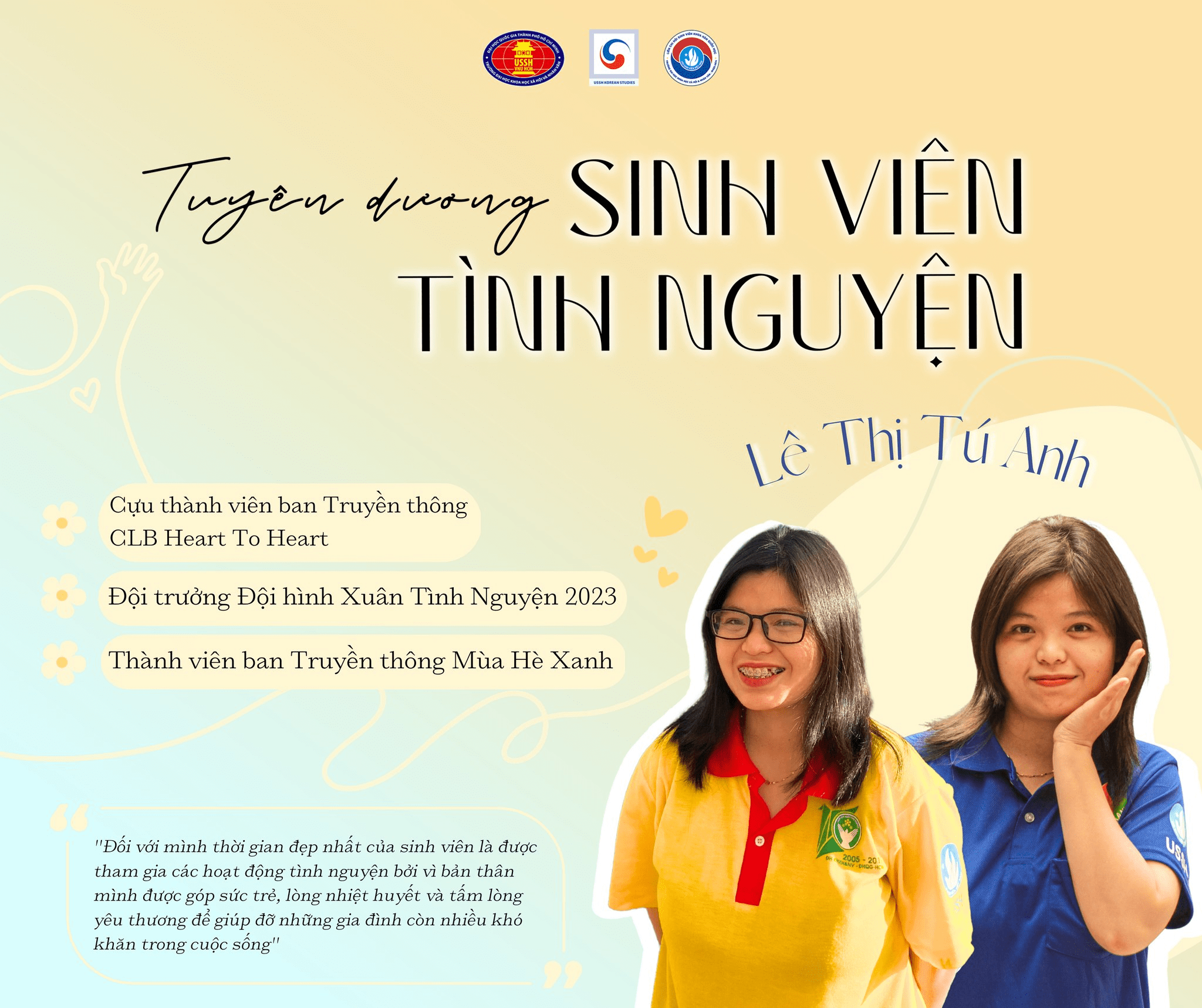 Tuyên dương sinh viên tình nguyện Lê Thị Tú Anh
