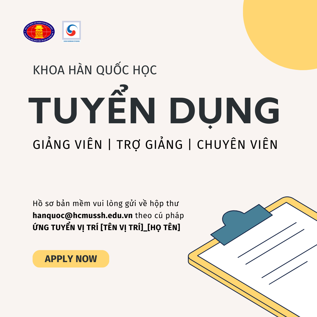 Khoa Hàn Quốc học tuyển dụng các vị trí