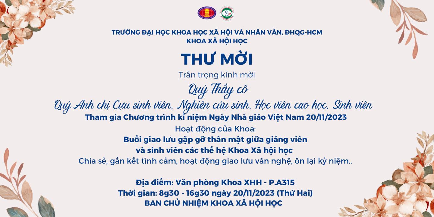 Thư mời tham gia Chương trình Kỷ niệm ngày Nhà giáo Việt Nam 20.11