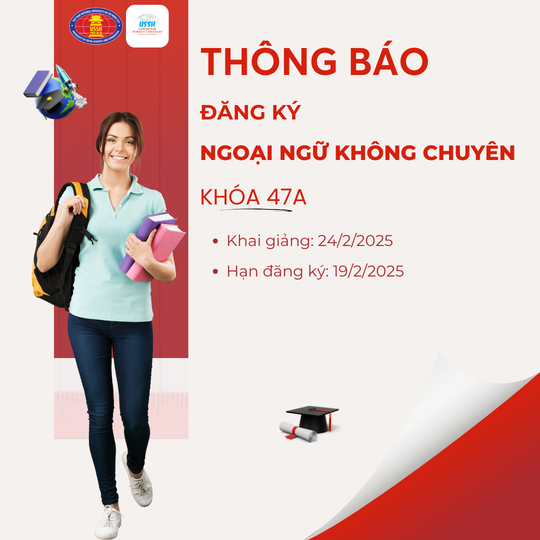 Thông báo đăng ký ngoại ngữ không chuyên khóa 47A học kỳ II, năm 2024-2025