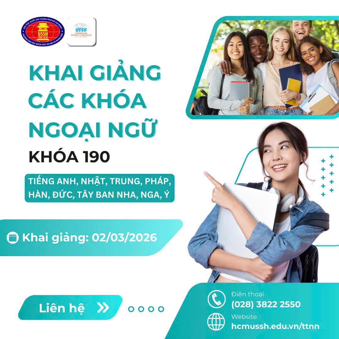 Thông báo chiêu sinh các lớp ngoại ngữ thuộc khóa 190