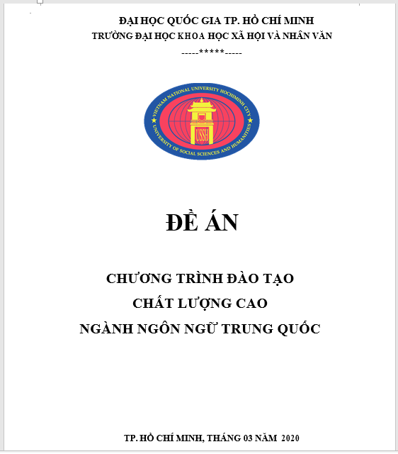 Chương trình đào tạo CLC trình độ đại học ngành Ngôn ngữ Trung Quốc 2020