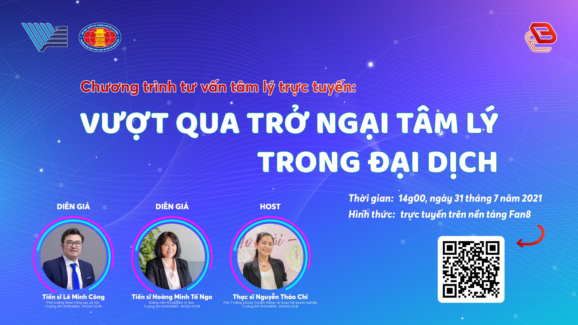 Chương trình tư vấn trực tuyến "VƯỢT QUA TRỞ NGẠI TÂM LÝ TRONG ĐẠI DỊCH"