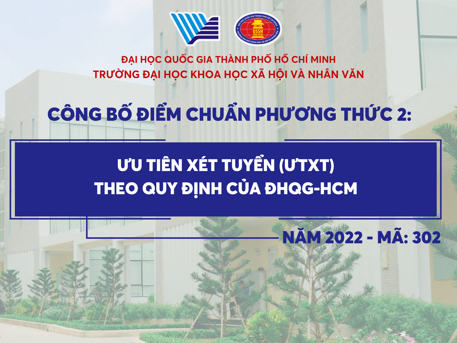 Công bố điểm chuẩn phương thức Ưu tiên xét tuyển theo Quy định của ĐHQG-HCM năm 2022