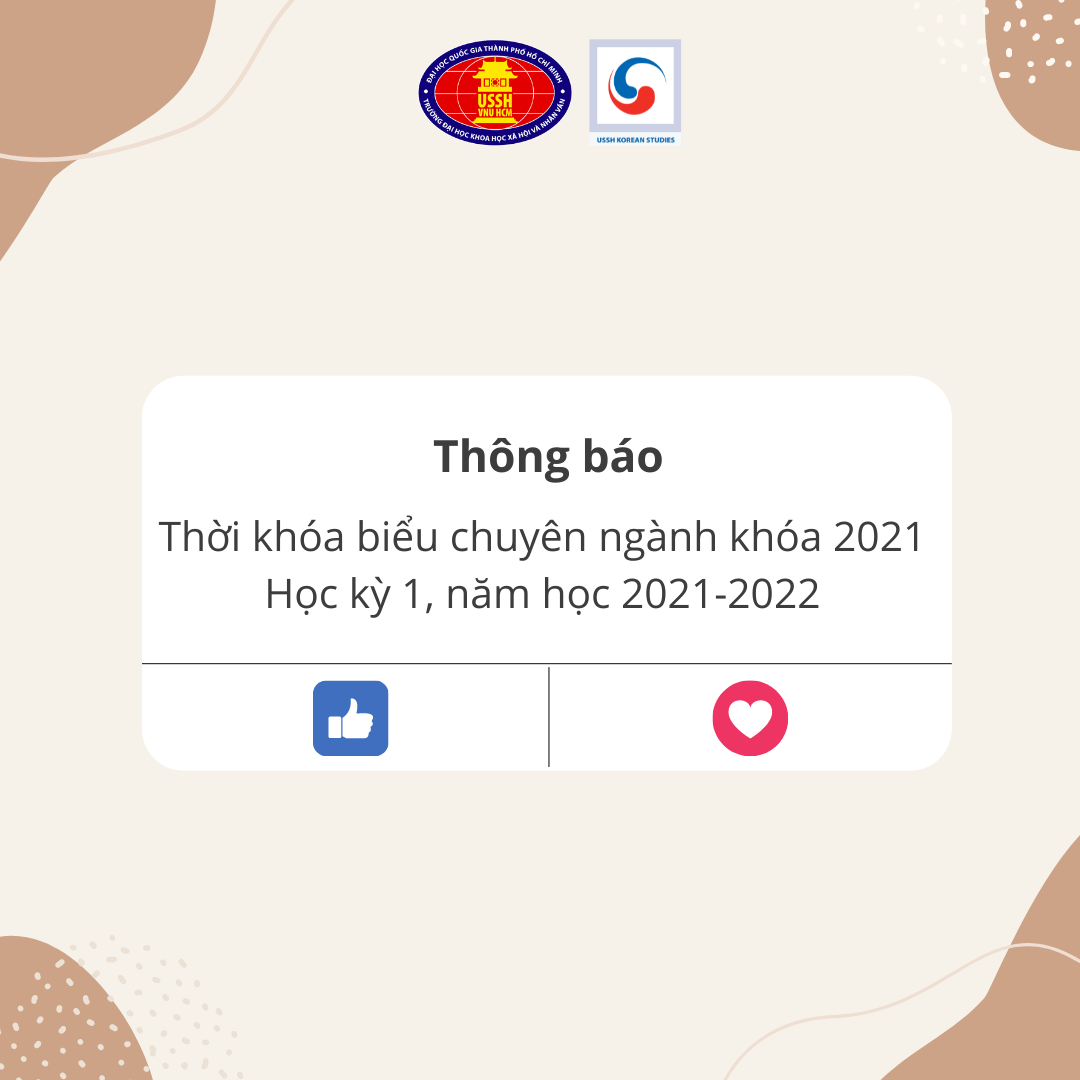 Thời khóa biểu chuyên ngành khóa 2021 - Học kỳ 1 năm học 2021-2022