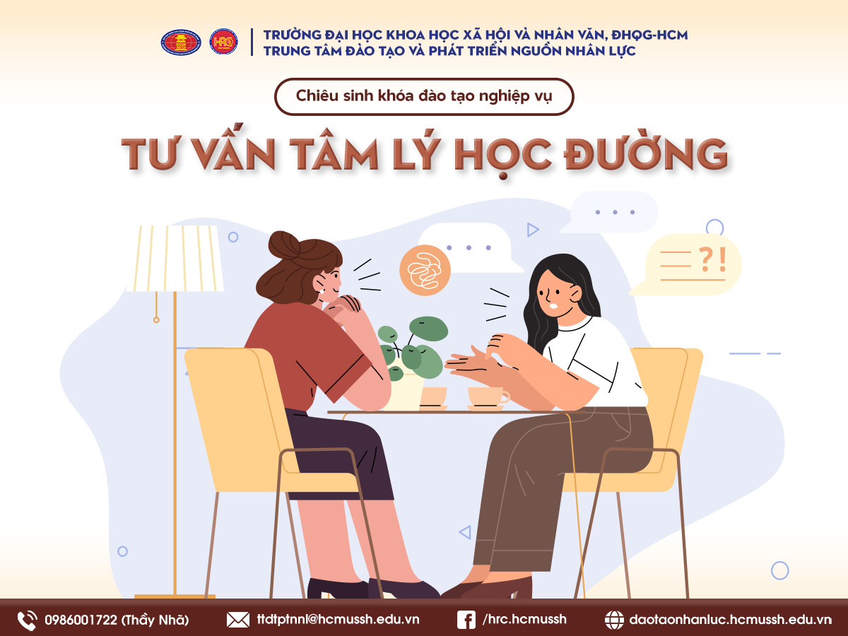 Chiêu sinh khóa đào tạo nghiệp vụ Tư vấn tâm lý học đường (Khóa 23) – Khai giảng ngày 11/12/2023
