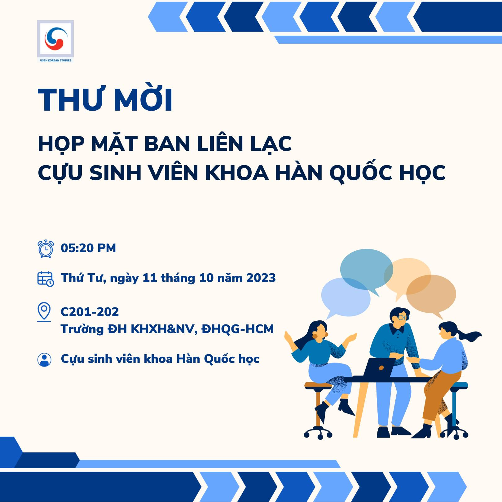 Thư mời họp Ban Liên lạc Cựu sinh viên khoa Hàn Quốc học