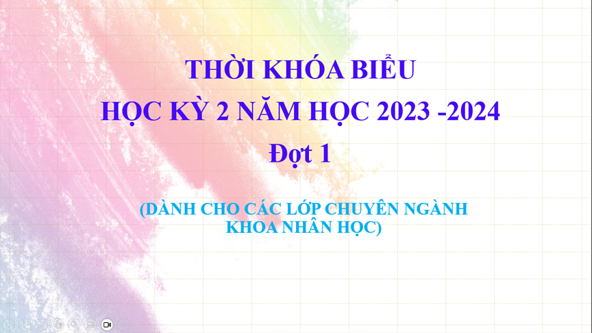 Thời khóa biểu học kỳ 2 năm học 2023 - 2024 (đợt 1)