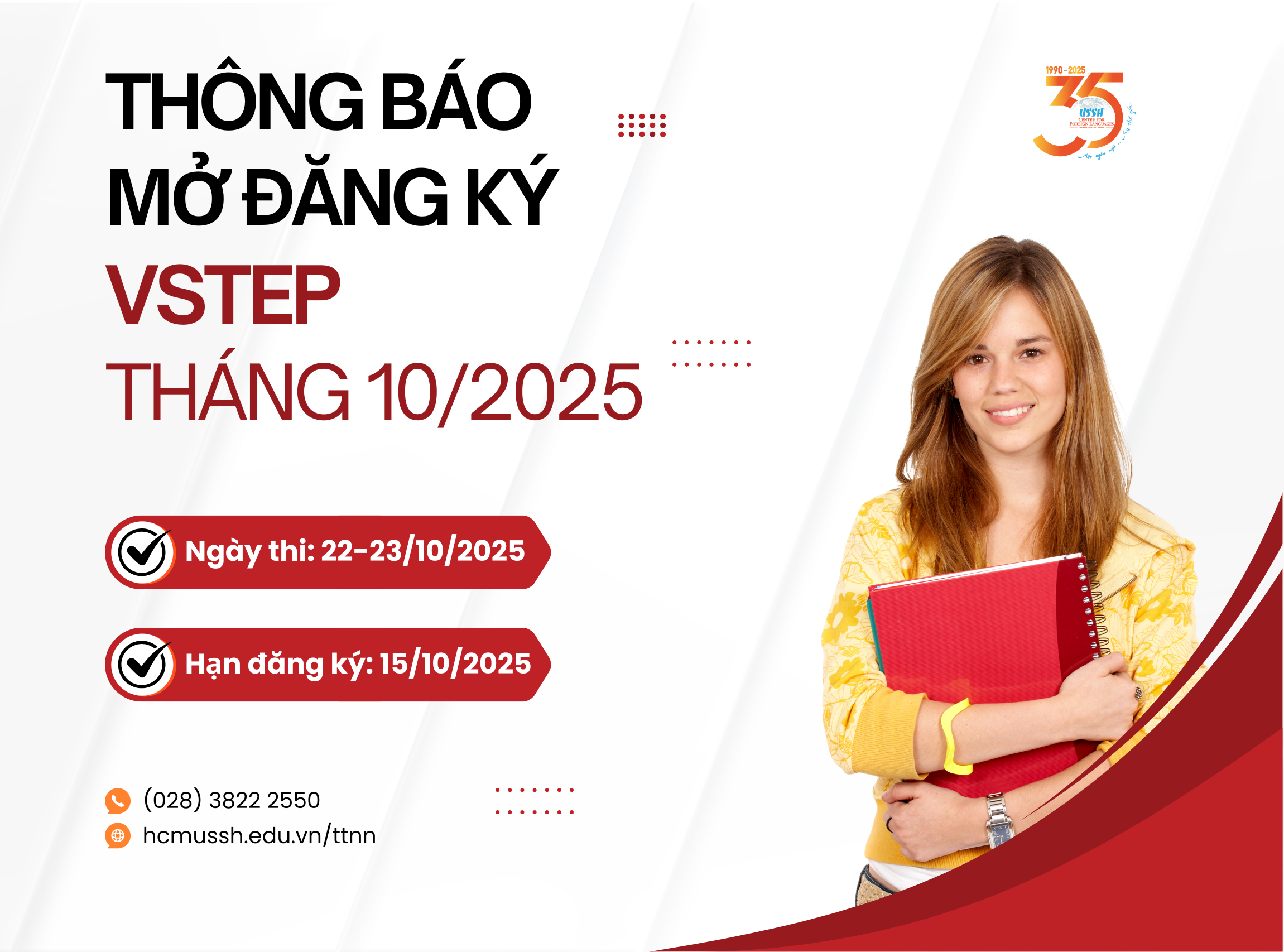 THÔNG BÁO TIẾP NHẬN ĐĂNG KÝ THI VSTEP THÁNG 10/2025