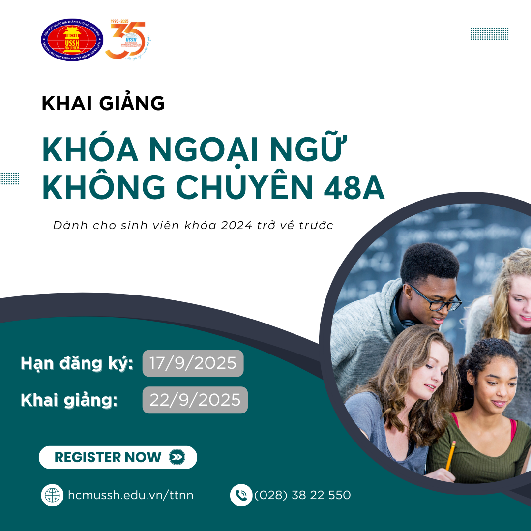THÔNG BÁO ĐĂNG KÝ HỌC NGOẠI NGỮ KHÔNG CHUYÊN KHÓA 48A, NĂM HỌC 2025-2026