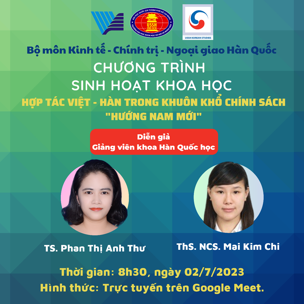 Chương trình sinh hoạt khoa học chủ đề “Hợp tác Việt – Hàn trong khuôn khổ chính sách hướng Nam mới”