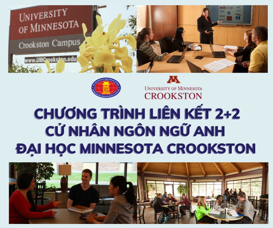 Chính thức đào tạo Chương trình liên kết cử nhân Ngôn ngữ Anh Đại học Minnesota Crookston, Hoa Kỳ
