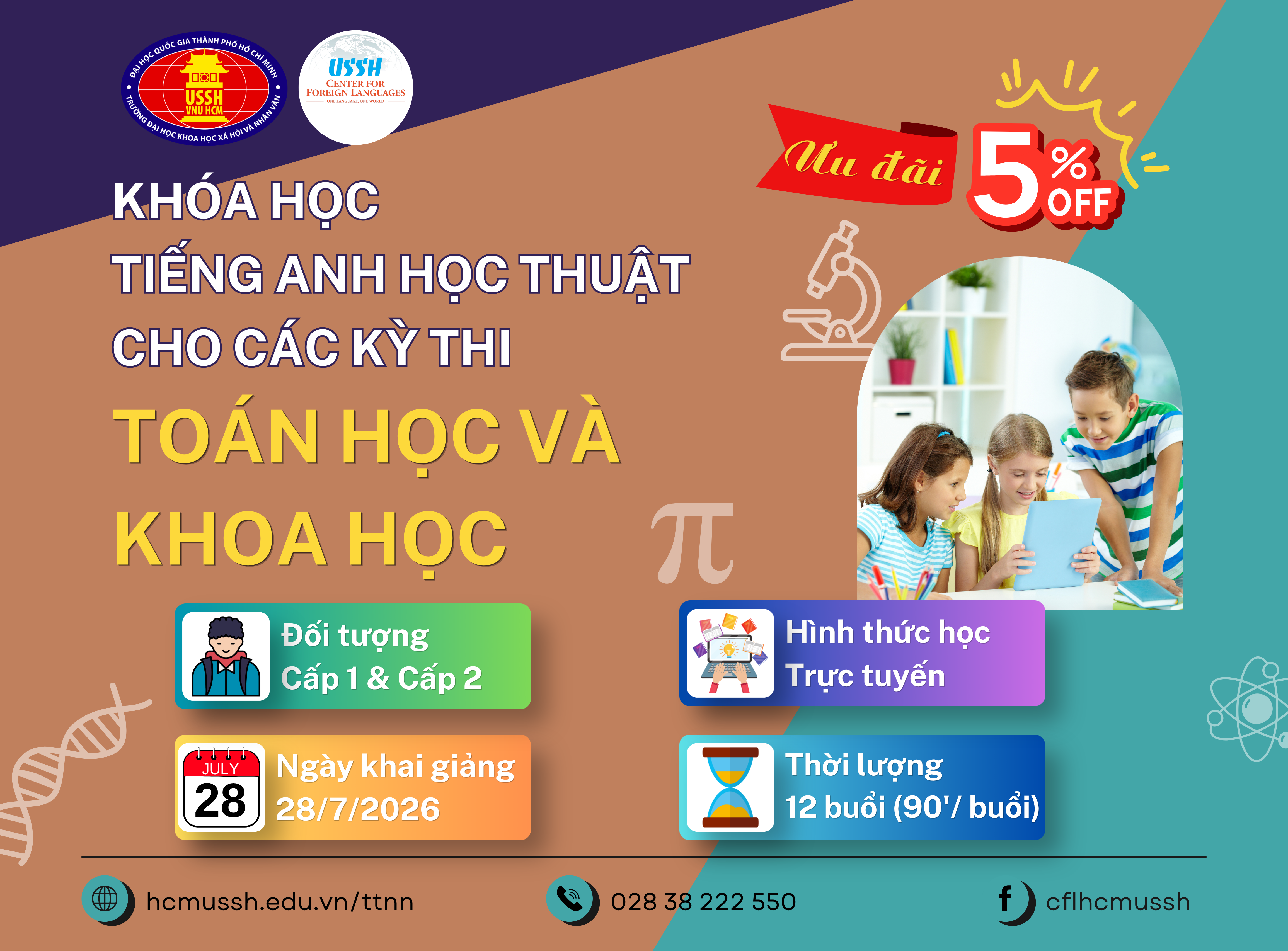 KHAI GIẢNG KHÓA HỌC “TIẾNG ANH HỌC THUẬT CHO CÁC KỲ THI TOÁN VÀ KHOA HỌC” THÁNG 7/2026