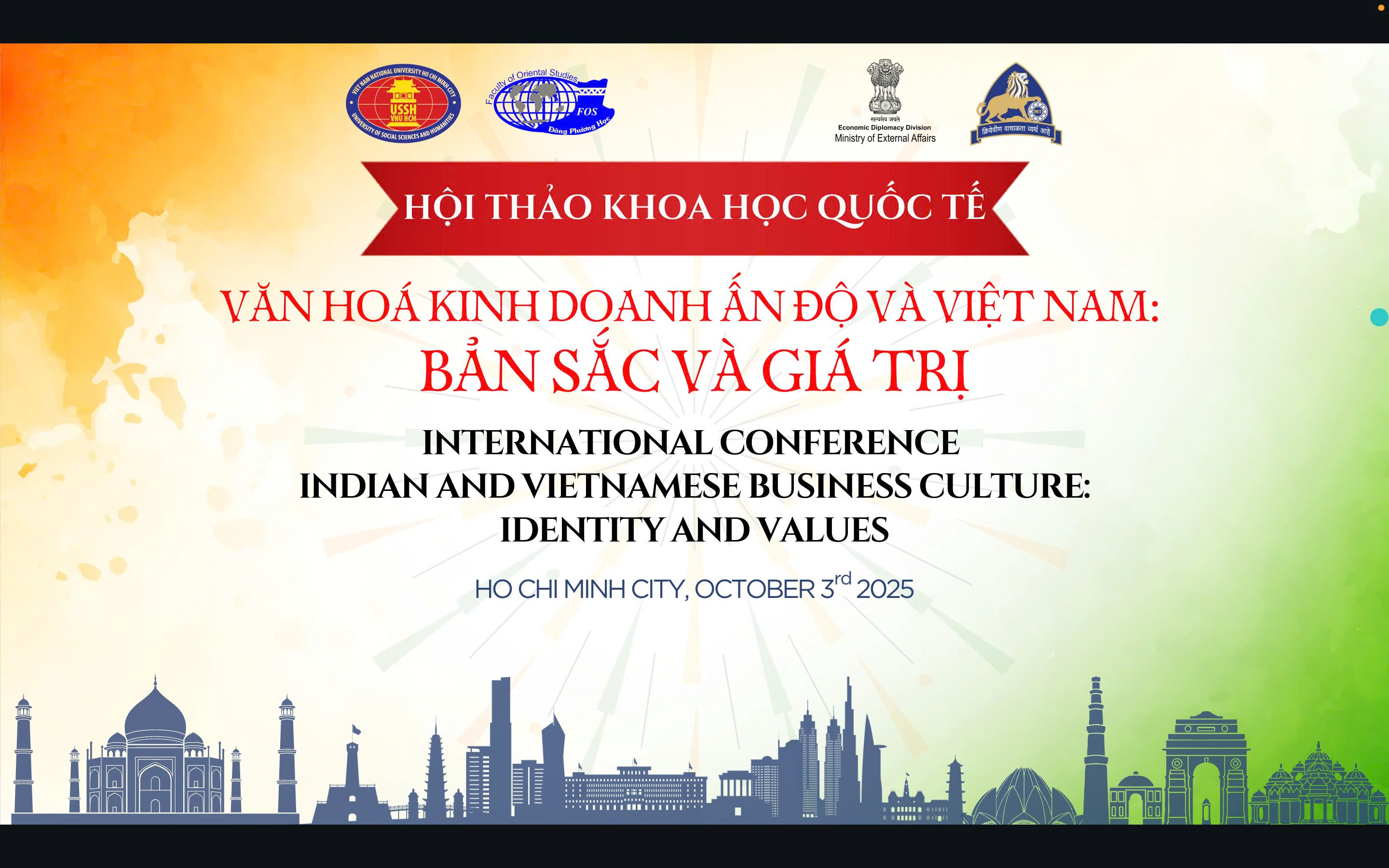 Thư mời tham dự Hội thảo Khoa học Quốc tế "Văn hóa kinh doanh Ấn Độ và Việt Nam: Bản sắc và giá trị"