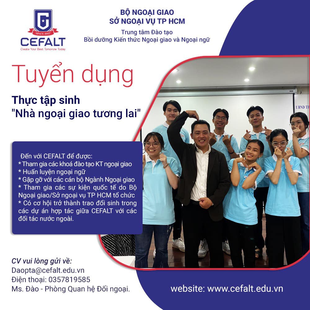 Tuyển dụng thực tập sinh "Nhà ngoại giao tương lai"