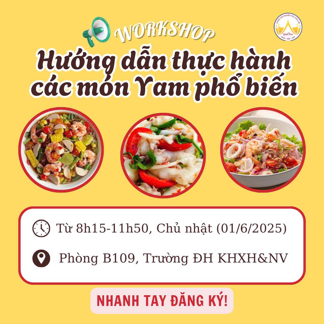 WORKSHOP HƯỚNG DẪN THỰC HÀNH CÁC MÓN YAM PHỔ BIẾN