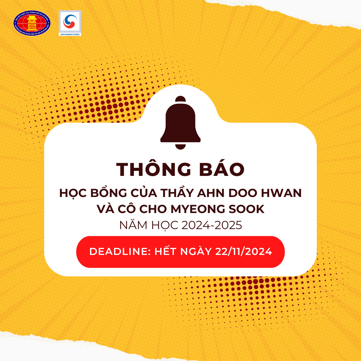Học bổng của Thầy Ahn Doo Hwan và Cô Cho Myeong Sook năm học 2024-2025