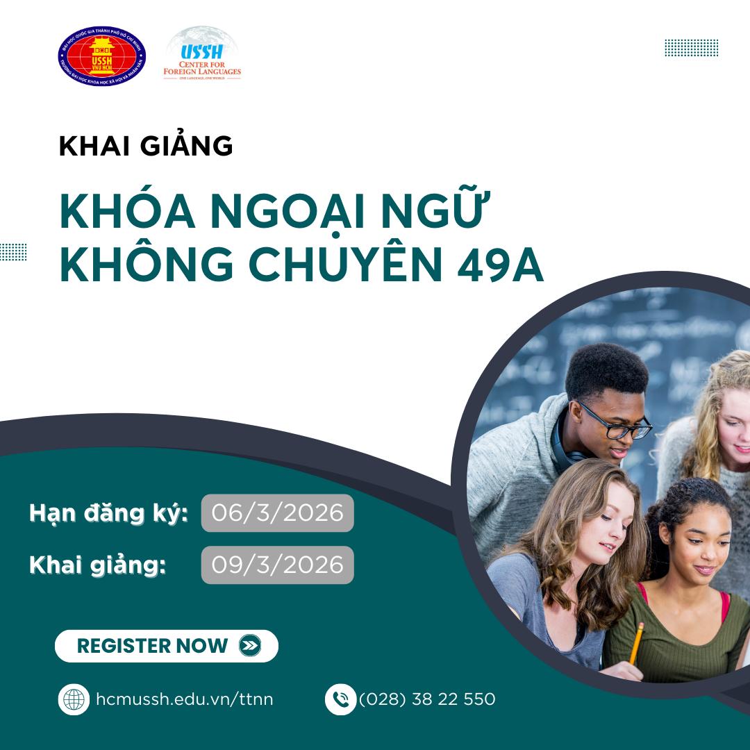 THÔNG BÁO ĐĂNG KÝ HỌC NGOẠI NGỮ KHÔNG CHUYÊN KHÓA 49A, NĂM HỌC 2025–2026