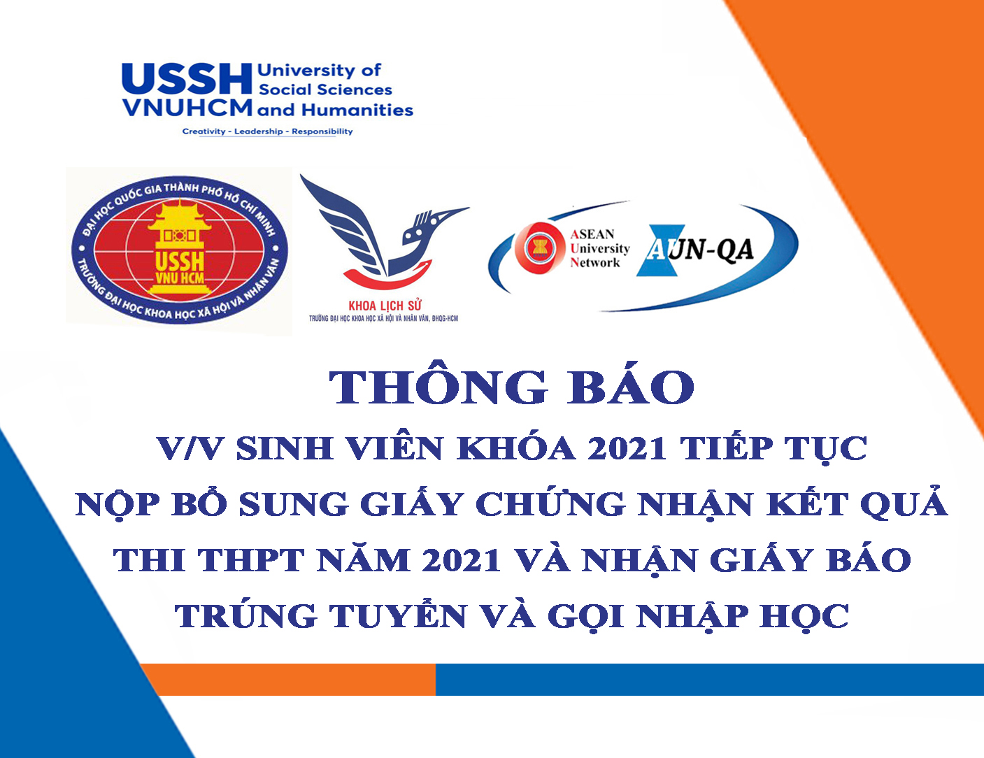 Thông báo v/v sinh viên khóa 2021 tiếp tục nộp bổ sung Giấy chứng nhận kết quả thi THPT năm 2021 và nhận Giấy báo trúng tuyển và gọi nhập học