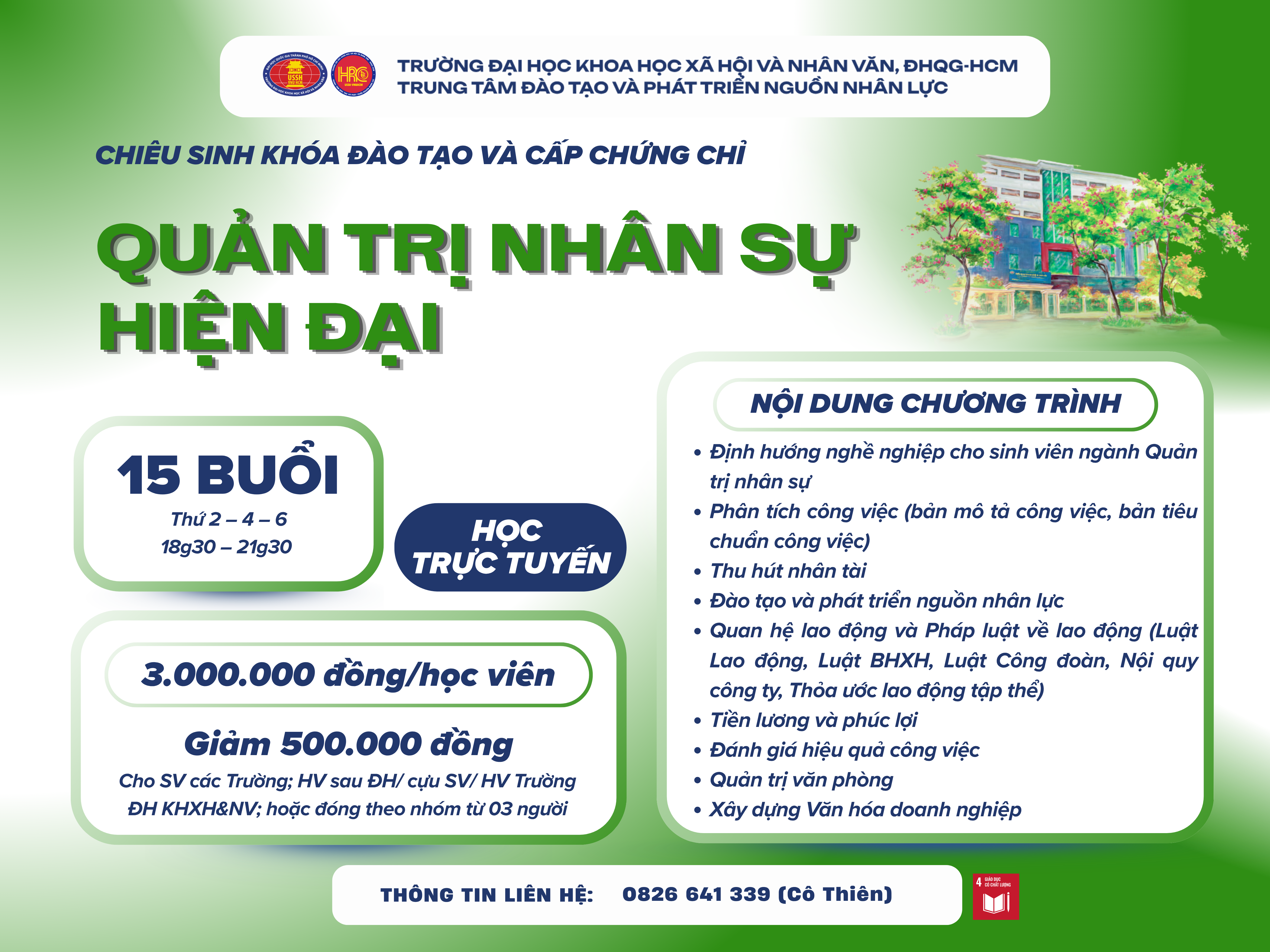 Chiêu sinh khóa đào tạo Quản trị nhân sự hiện đại (Khóa 7) – Khai giảng 29/07/2026