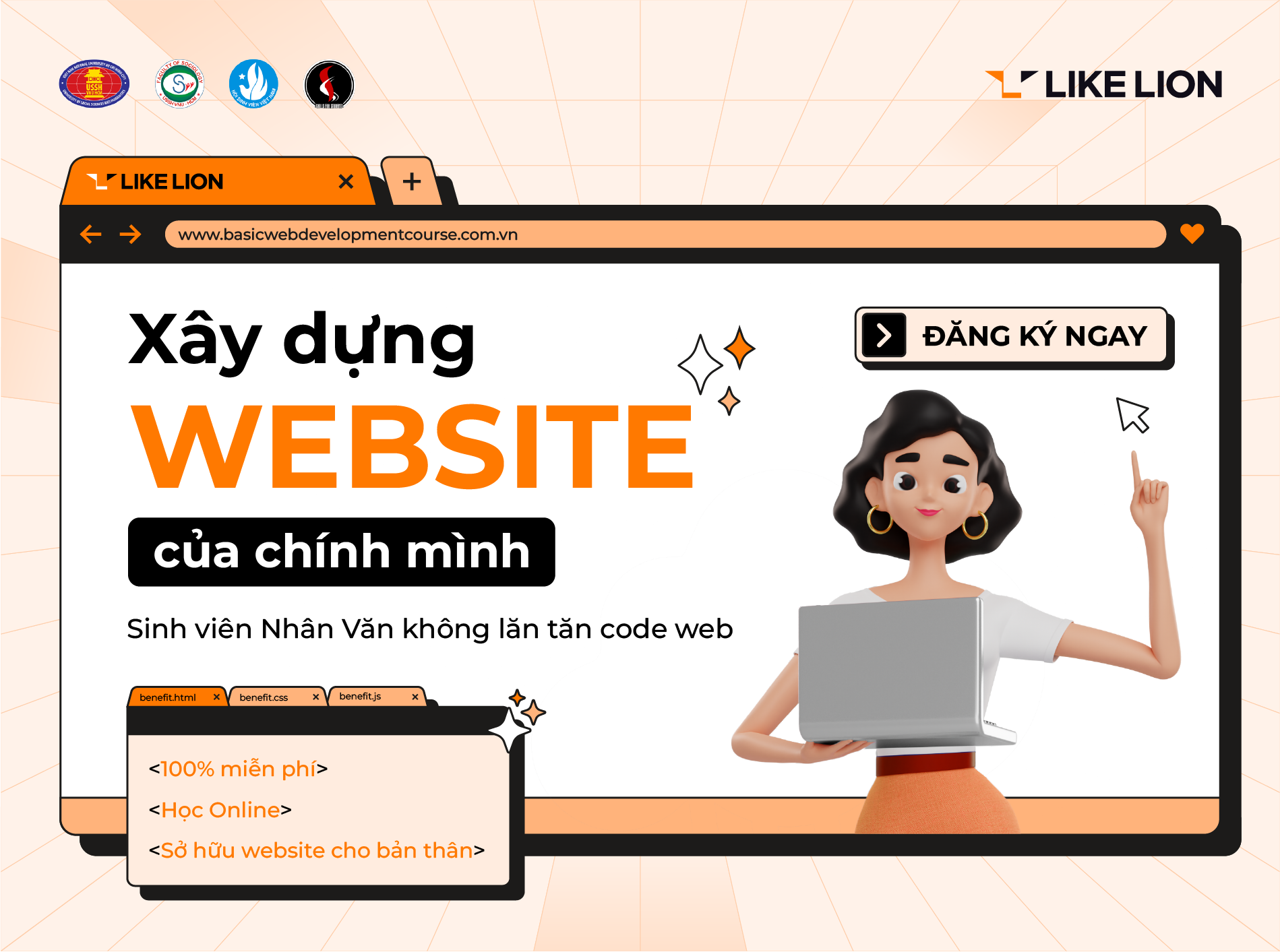 Khóa học miễn phí “XÂY DỰNG WEBSITE CỦA CHÍNH MÌNH”