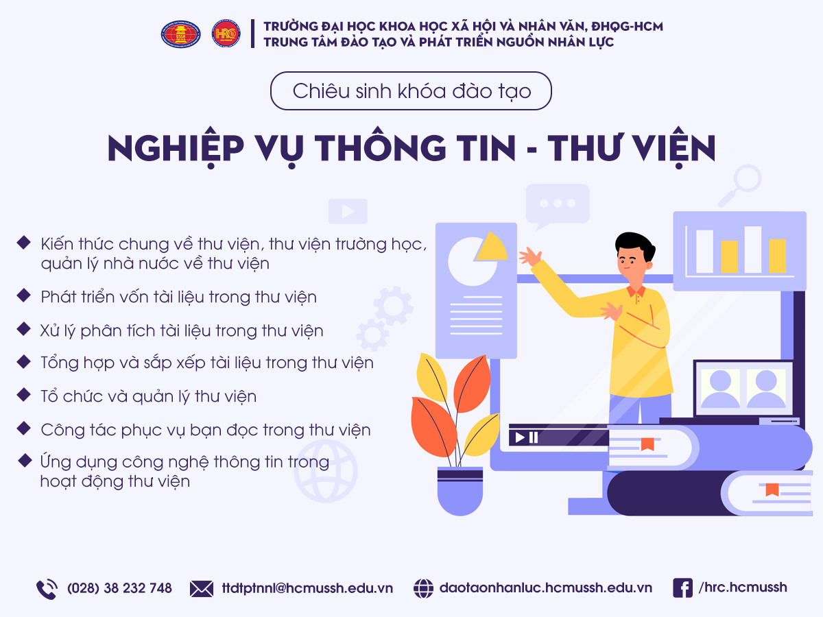 Chiêu sinh khóa đào tạo nghiệp vụ Thông tin – Thư viện (Khóa 11) – Khai giảng 22/10/2023